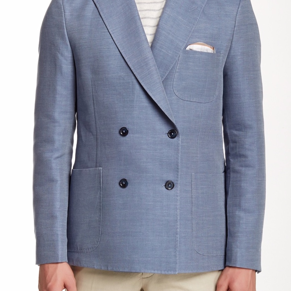 Hopper Two Tone Herringbone Blazer, Petrol